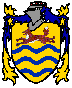 Device: Per fess,Wavy, Or and Asure
In honor point a fox, leaping, proper
In Base, 2 bars, Wavy, Or